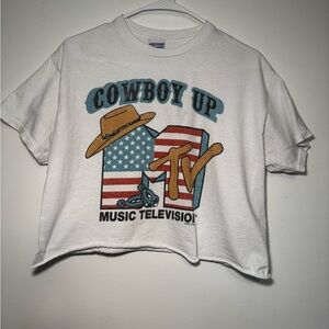 Junk Food Clothing White Cowboy Up MTV Crop Top